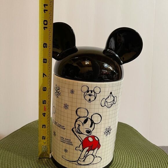 Disney Christmas Mickey Mouse Sketchbook Canister Cookie Jar NWT - Picture 7 of 11